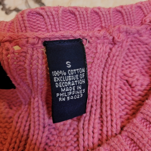 GAP Vintage Pink Cable Knit Button Up Cardigan Sweater 3/4 Sleeves Sz Small - Picture 4 of 7